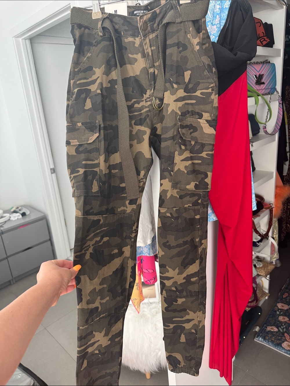 AMERICAN BAZI Olive & Brown Camo Cargo Pants